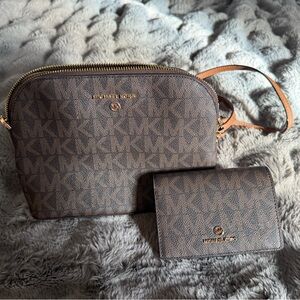 Michael Kors Dark Brown Crossbody Bag and Wallet